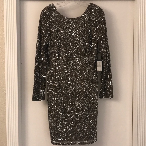 Adrianna Papell beaded long sleeves cocktail dress - Picture 8 of 10